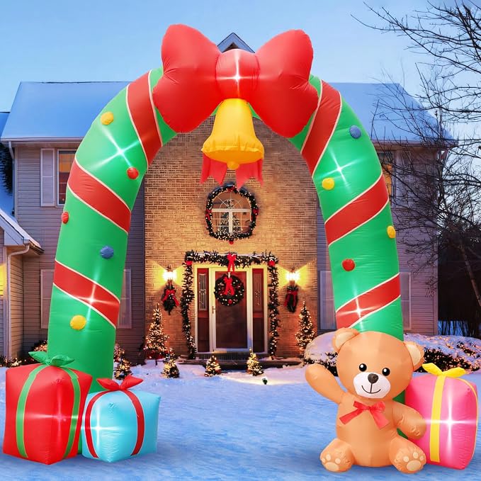 10FT Christmas Inflatable Outdoor Decorations Candy Cane Christmas Archway by arnoog