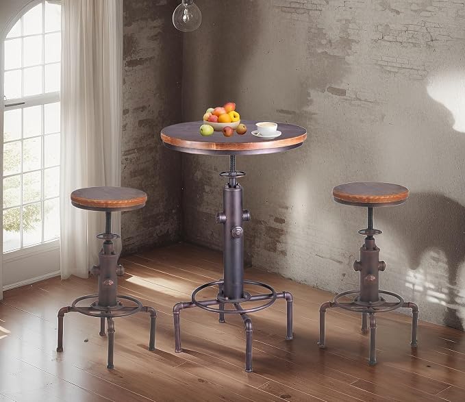 Topower Antique Vintage Industrial Barstool Solid Wood Water Pipe Fire Hydrant - Image 9
