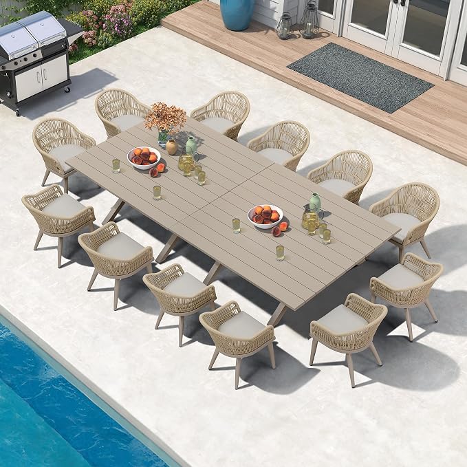 PURPLE LEAF 13 Pieces Oversized Patio Dining Set by PURPLELEAF