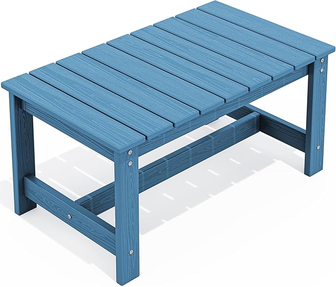 SERWALL Rectangle Outdoor Coffee Table, HDPE Patio Coffee Table by SERWALL