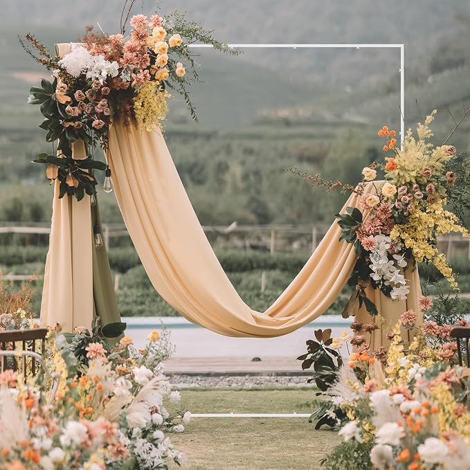 Wokceer Wedding Arch Backdrop Stand Square 7.2 x 6.6 FT White Backdrop Stand - Image 2