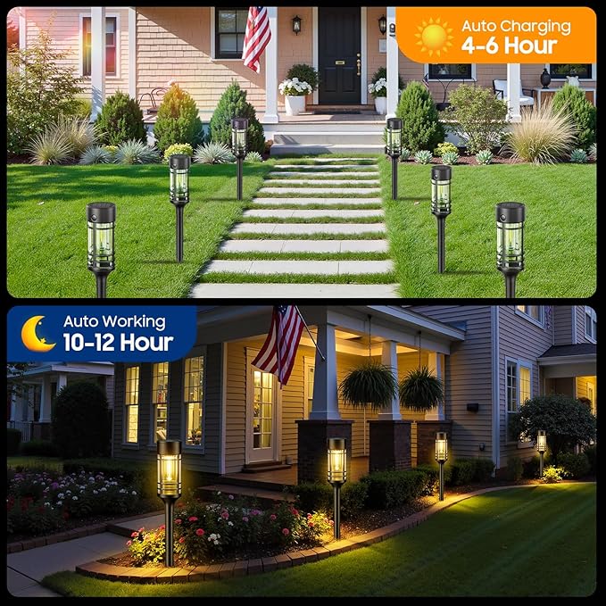 LETMY Solar Pathway Lights Outdoor, 4 Pack Solar Lights Outdoor Waterproof IP65 - Image 2