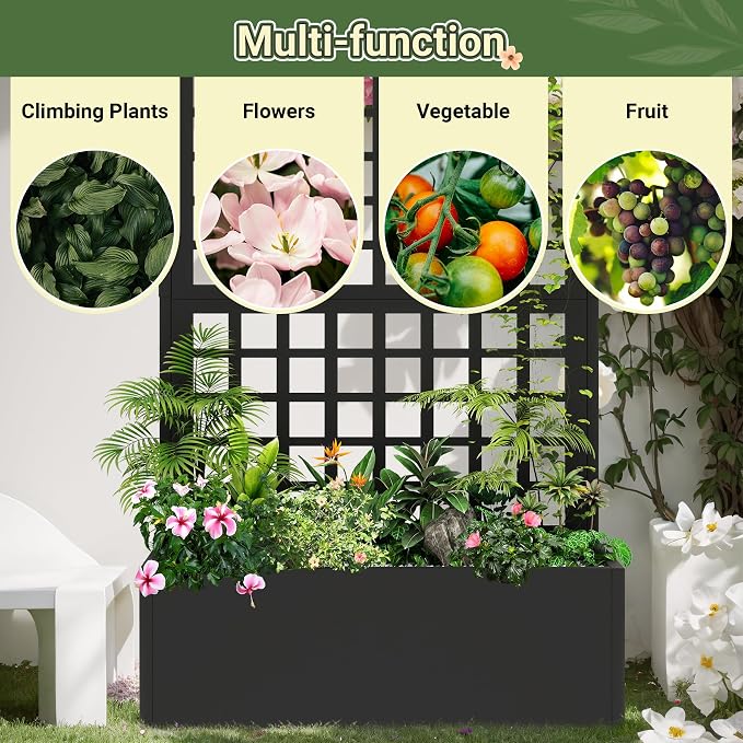 Metal Planter with Trellis 72" x 36’’ x 16", Raised Garden Bed with Trellis - Image 6