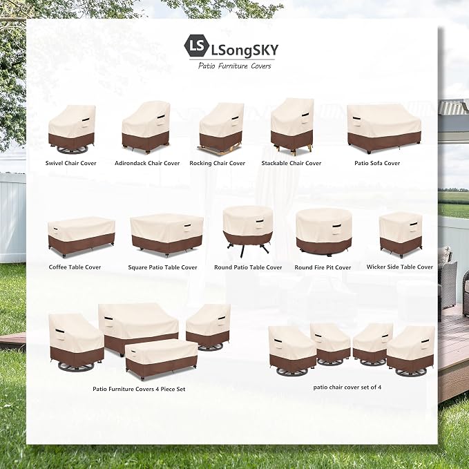 Outdoor Swivel Chair Cover 2 Pack, 100% Waterproof Heavy Duty Patio Chair Covers - Image 2