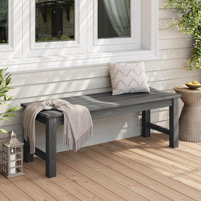 Stoog Outdoor Benches Set of 2, 2-Person Backless Patio Bench, All-Weather HIPS - Image 2