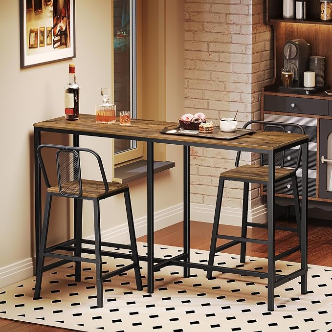 55" Long Bar Table, Counter Bar Height Table, High Top Table, Rectangular - Image 2