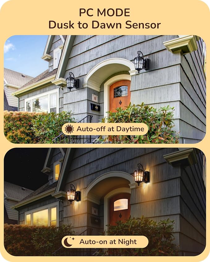 EDISHINE Dusk to Dawn Outdoor Wall Lights, Porch Light Fixture - Image 3