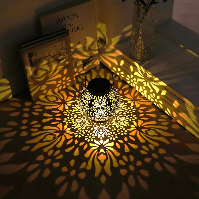 LUZ DEL Gifts 2 Pack Solar Lanterns Outdoor Gifts, Elegant Rose Pattern - Image 4