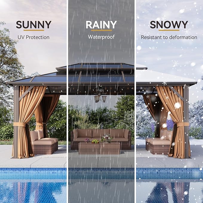 Aoxun 12'x16' Hardtop Gazebo, Outdoor Metal Gazebo - Image 6