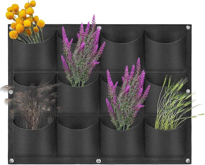 Hanging Planting Grow Bags, 12 Pockets Hanging Vertical Wall Planter Wall by LITLANDSTAR