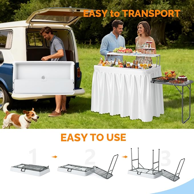 VINGLI Ice Table with Extra Storage Shelf, Side Table, Portasble Cooler Side - Image 5