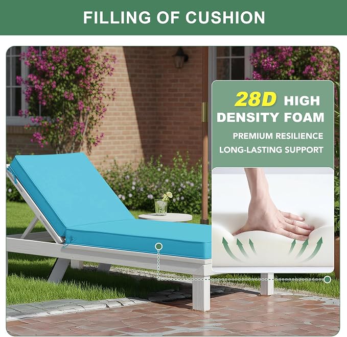 Chaise Lounge Cushions Outdoor Set of 2 - Image 5