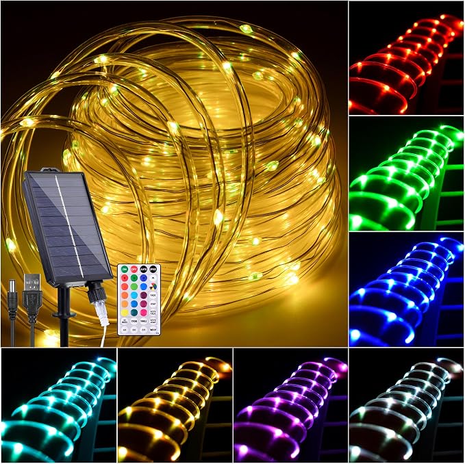 Solar Rope Lights Outdoor Waterproof, 49Ft 150 LED String Light Fairy Solar by Hozplex
