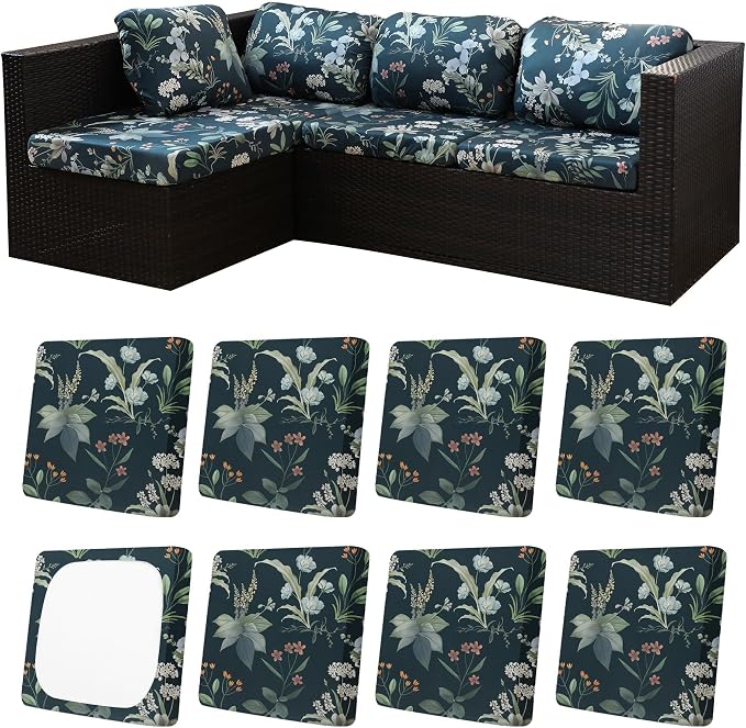 8Pcs Patio Cushion Covers, Outdoor Cushions Covers, Stretch Cushion Covers by Unknown