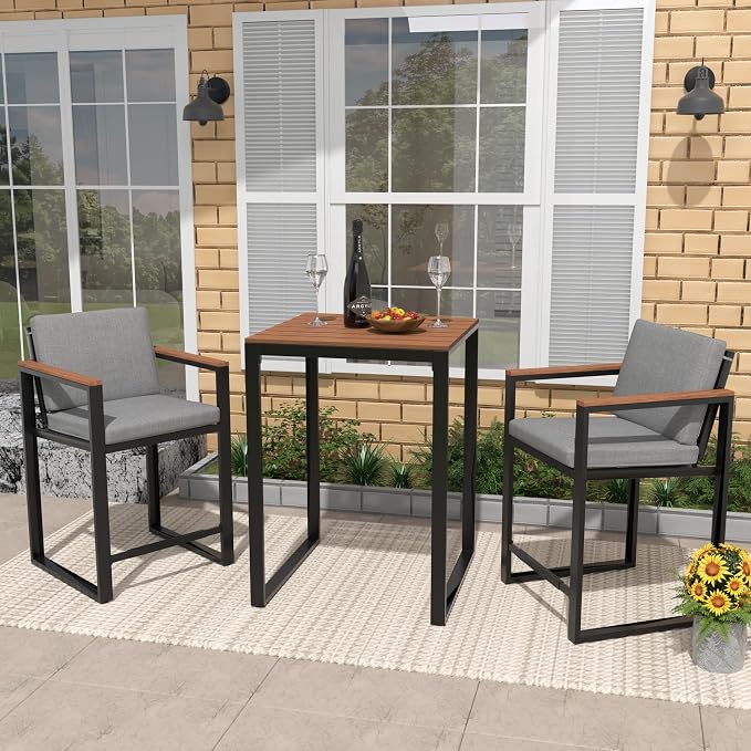 NATURAL EXPRESSIONS 3-Piece Bar Table and Chairs Set, Outdoor Bar Set by NaturalExpressions