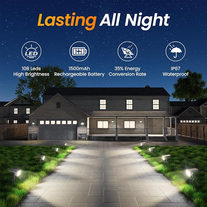Fabrito 8 Pack Solar Spot Lights Outdoor Waterproof IP67, Dusk to Dawn - Image 7