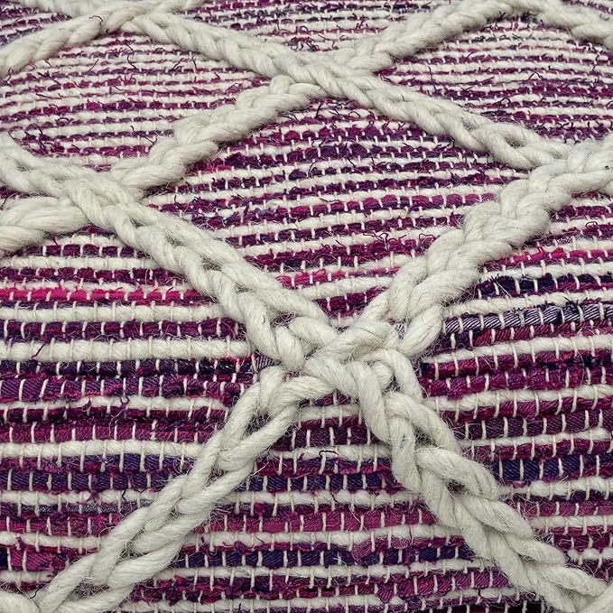 SIMPLIHOME Cowan Contemporary Square Pouf in Magenta and Natural Handloom Woven - Image 10