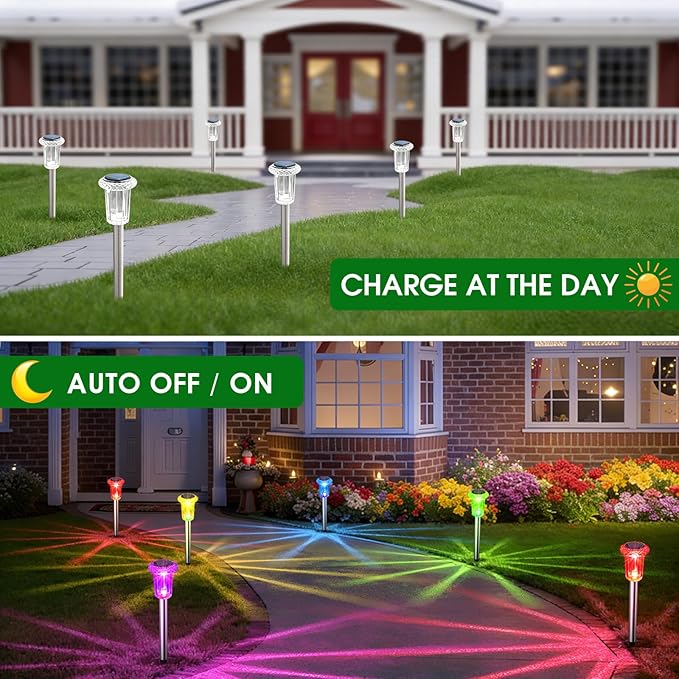 Solar Outdoor Lights, 15 Pack Solar Pathway Lights Outdoor Waterproof, Stake - Image 6