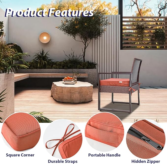 Outdoor Chair Cushions Set of 4 -Waterproof Outdoor Seat Cushions - Image 5