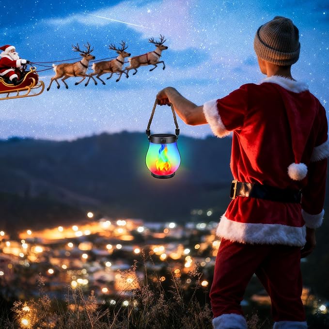 Christmas Solar Flame Lantern Hanging Outdoor Waterproof - Image 7