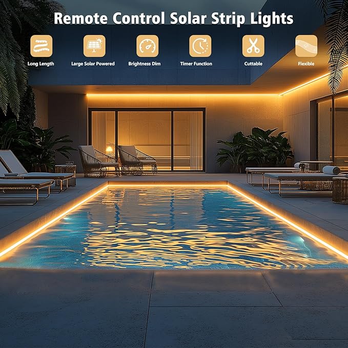 DBFAIRY 50Ft Solar LED Strip Lights Outdoor, Large Capacity Solar Powered Light - Image 5