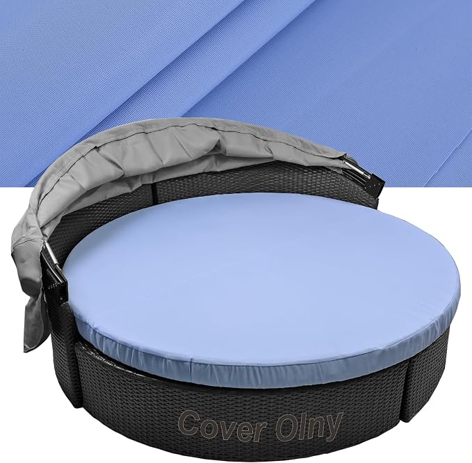 Round Outdoor Daybed Cushion Cover Replacement, Anti-UV Water-Resistant Patio by SOWINOS