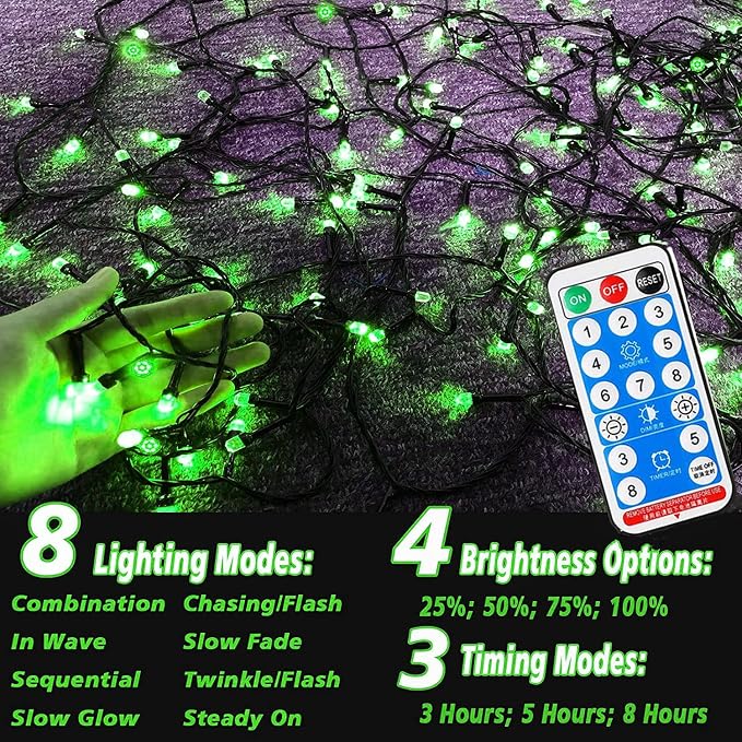 Solar Christmas Lights Outdoor, 115 Ft 300 LED 8 Modes Waterproof Patio Lights - Image 6