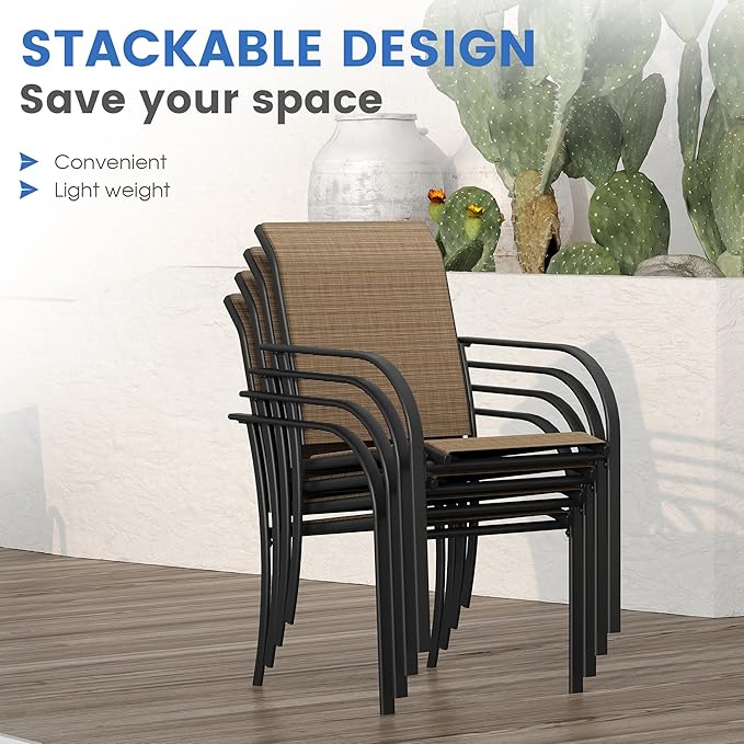 VICLLAX 5 Pieces Patio Dining Set, Outdoor Furniture Set Includes 1 Square - Image 3
