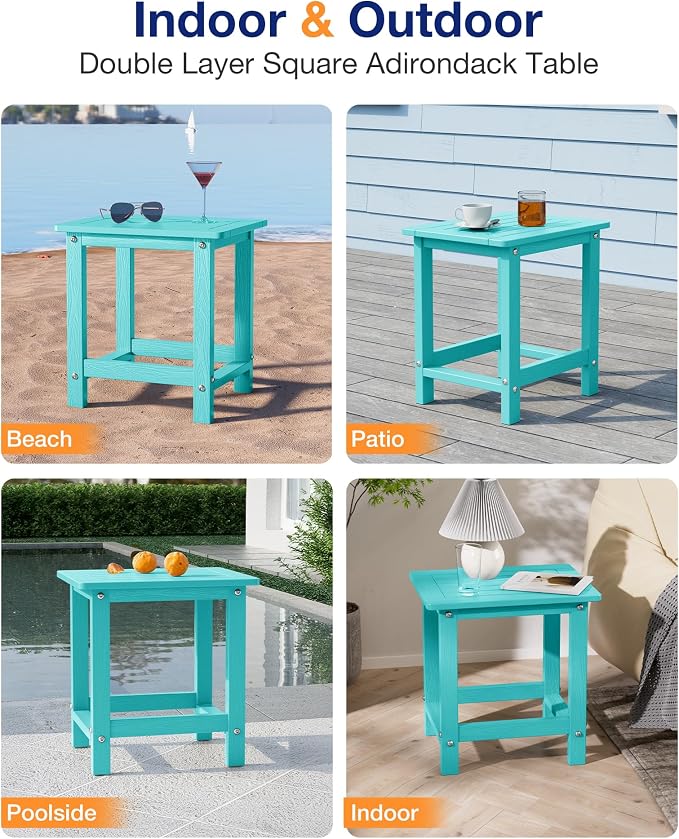 YEFU Outdoor Side Table for Patio: 16" HIPS Weather - Image 7
