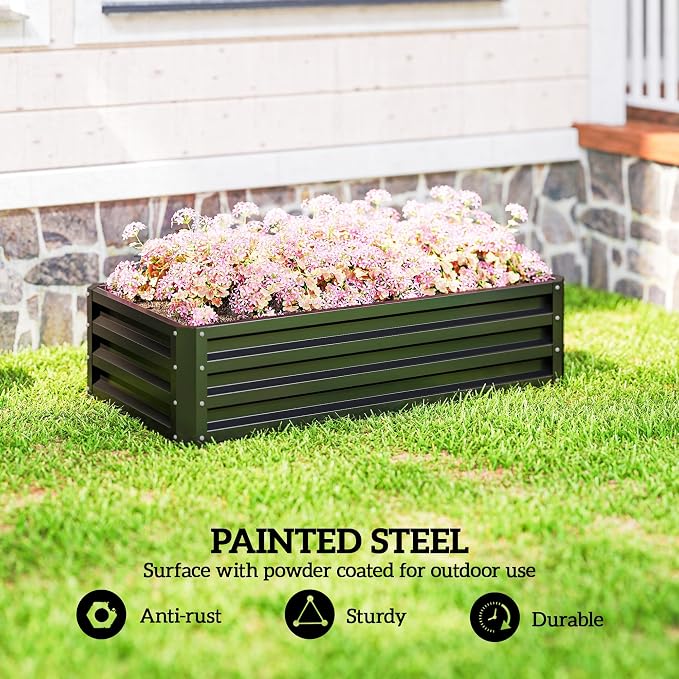 Outsunny Galvanized Raised Garden Bed, - Image 3