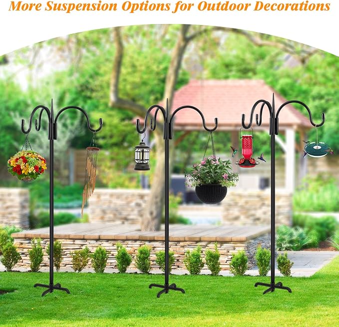FEED GARDEN [Upgrade Version 76 Inch Three Shepherd Hooks - Image 6