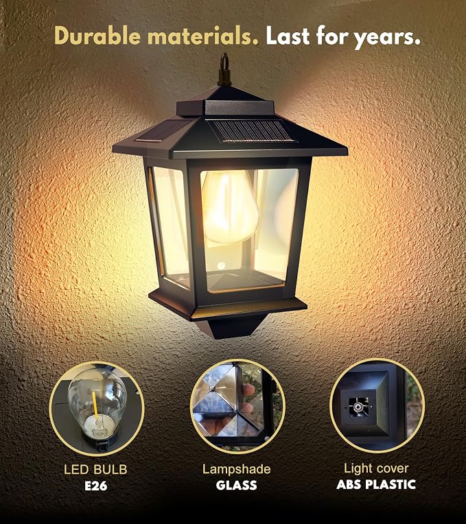 PASAMIC 2 Pack Solar Wall Lanterns - Image 5