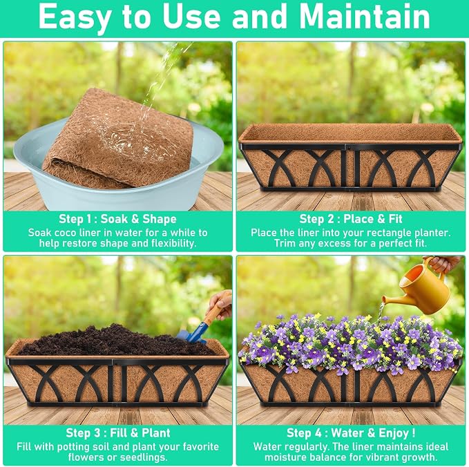 Riare 4 Pack 36 Inch Rectangle Coconut Liners - Image 4