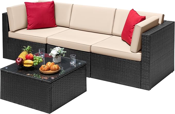 Devoko 4 Pieces Patio Furniture Sets All-Weather Outdoor Sectional Sofa Manual by DEVOKO
