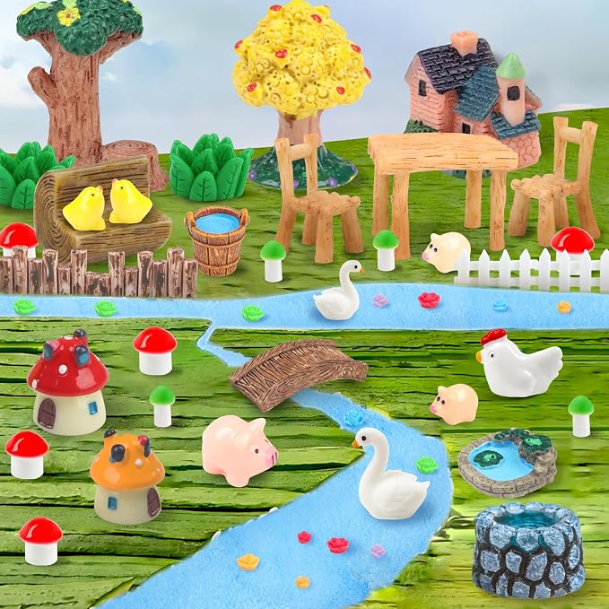 50 Pcs Fairy Garden Miniatures Accessories Bridge House Landscape Water Well - Image 6