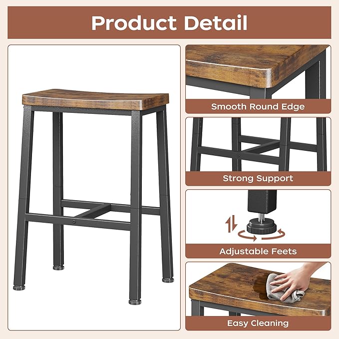 Homeiju Bar Stools, Counter Height Bar Stools Set of 2, 23.6 Inch Saddle Stools - Image 5