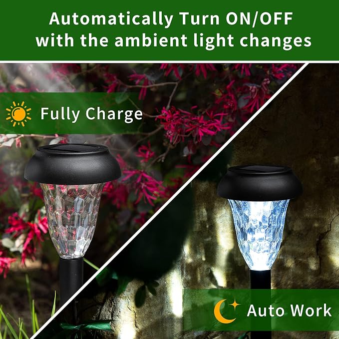 GIGALUMI 16 Pack Solar Light Outdoor Waterproof, Cool White Pathway Lights - Image 4