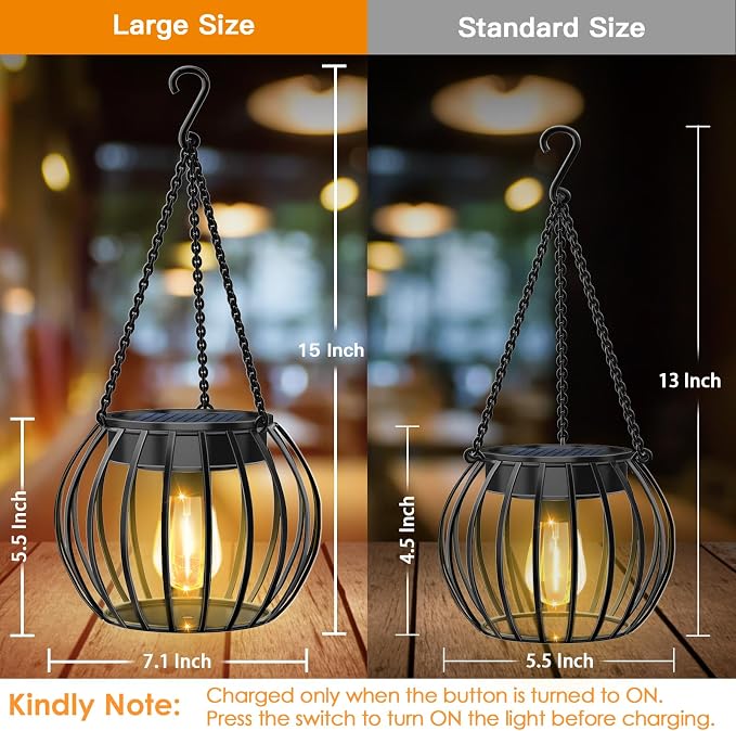 UBright 2 Pack 15" Solar Lights Outdoor Decorative Metal Solar Lanterns Outdoor - Image 2