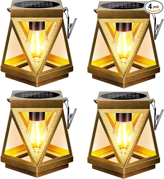 KOOPER Solar Lanterns Outdoor Waterproof, 4 Pack Upgraded Metal Hanging Solar by KOOPER