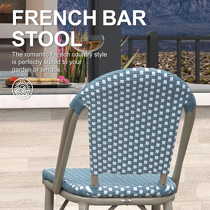 PURPLE LEAF Outdoor Bar Stools Set of 4 Champagne 30'' Patio Bar Stool Print - Image 5