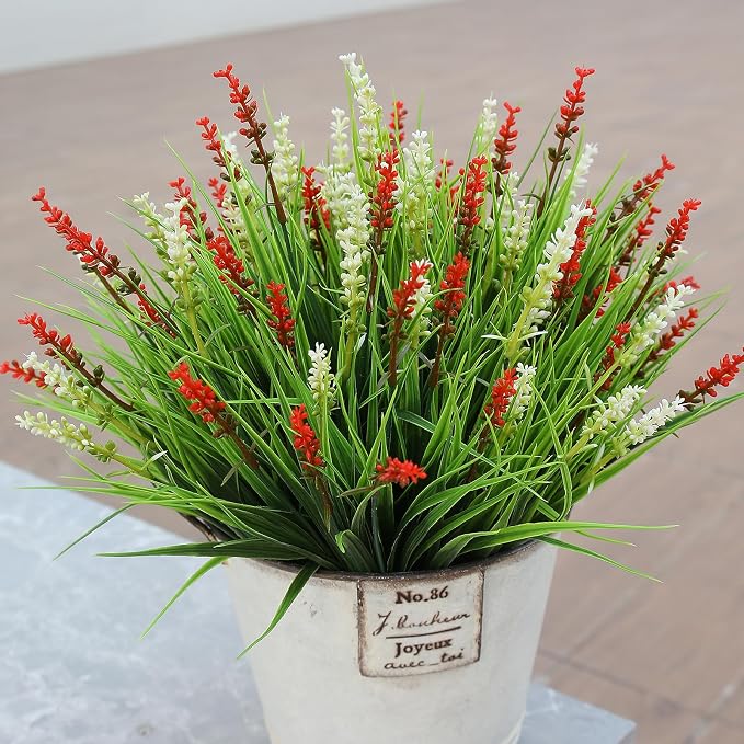 alyptus Outdoor Artificial Flowers 12 Bundles Plastic Plants Faux White Flower - Image 9