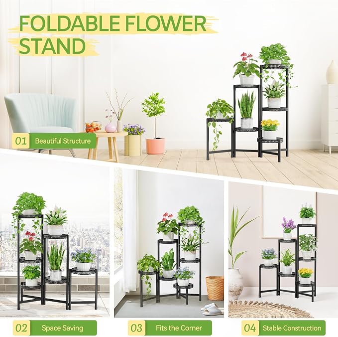 iDavosic.ly Plant Stand Indoor Outdoor, 6 Tier Corner Metal Flower Display - Image 5