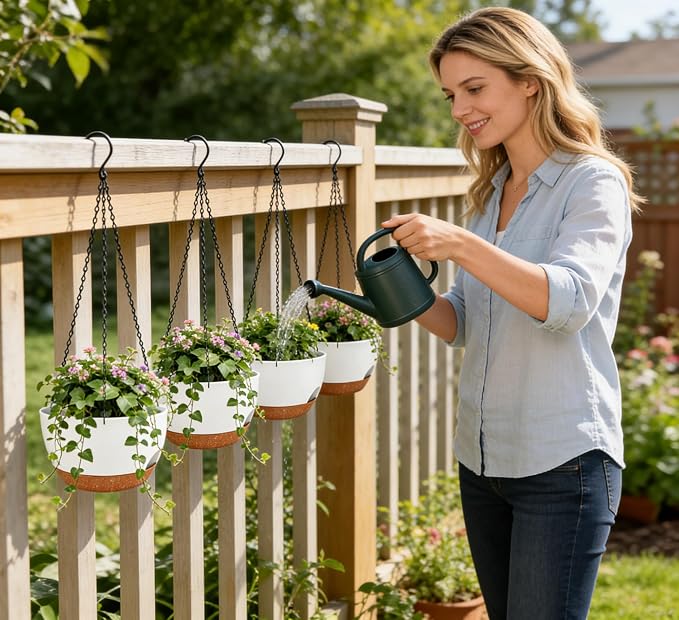 Set of 2-8 Inch Self Watering Hanging Planters - Image 3