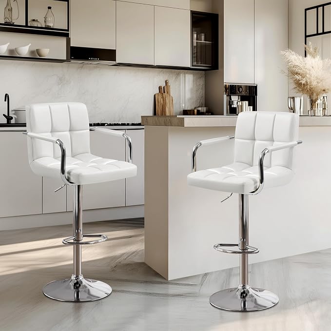 Yaheetech Bar Stools Set of 2, PU Leather Adjustable Swivel Barstools, - Image 2
