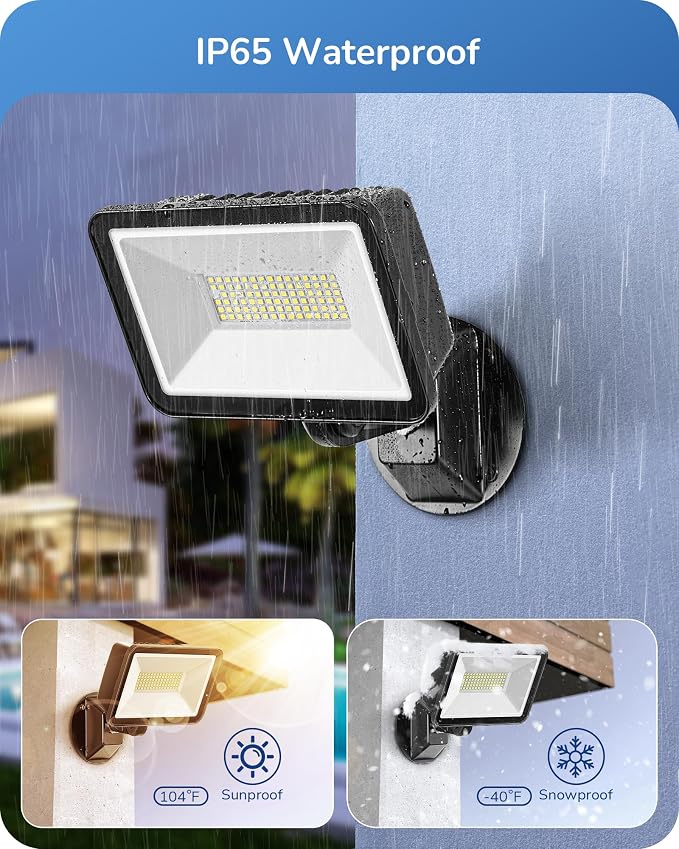 EDISHINE 10000LM LED Flood Light Outdoor, 2 Pack 73W Outdoor Security Light - Image 6