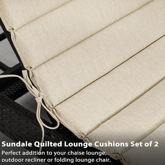 Sundale Outdoor Olefin Quilted Lounge Cushion Set of 2, Patio Foldable Chaise - Image 5