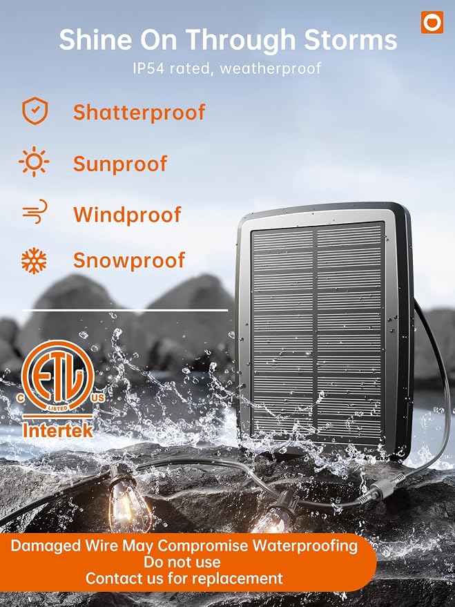 addlon 35FT Solar String Lights Outdoor, IP54 Waterproof Solar Powered - Image 2