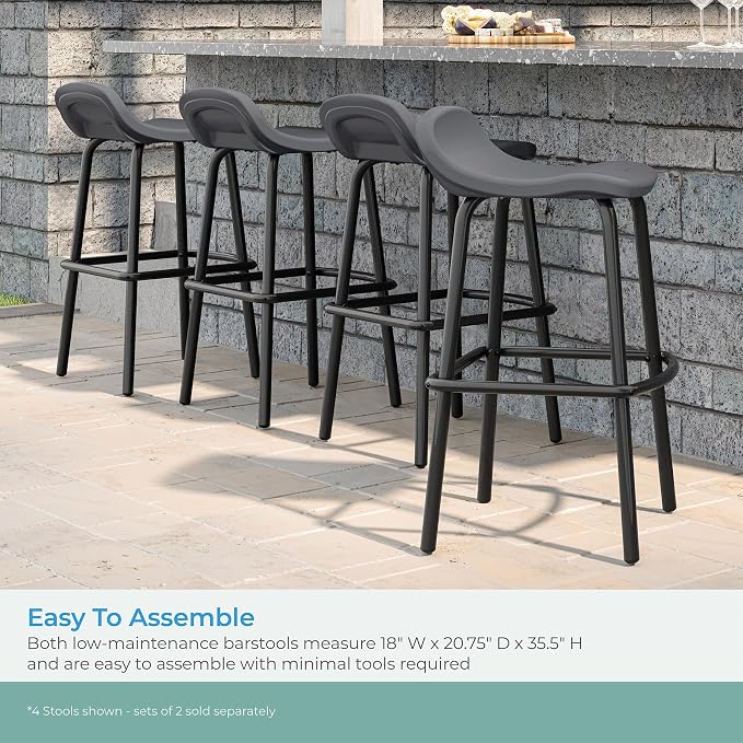 Suncast Outdoor Modern Resin Patio Bar Stools - Image 7