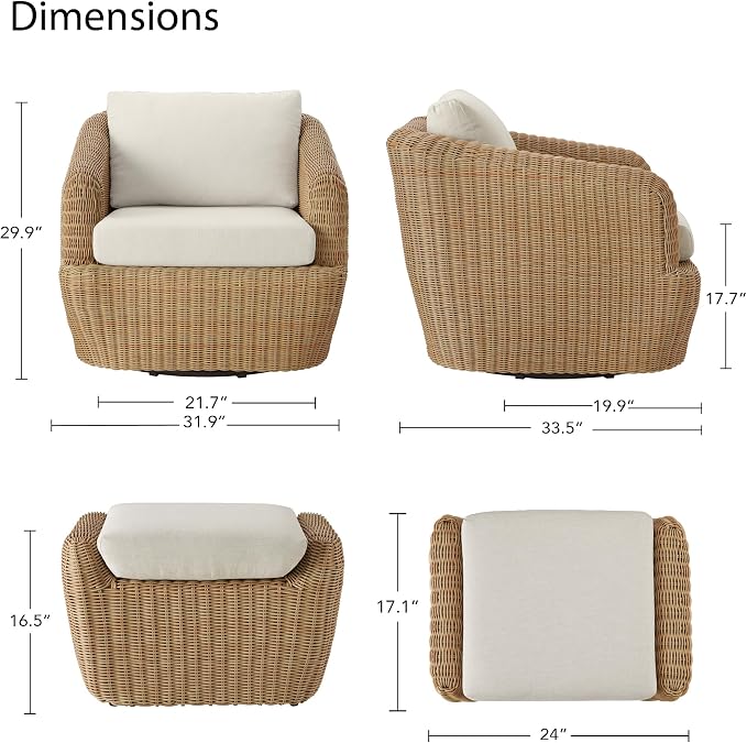 CHITA 2 Pieces Patio Wicker Furniture Set, Outdoor Rattan Chair Set - Image 6