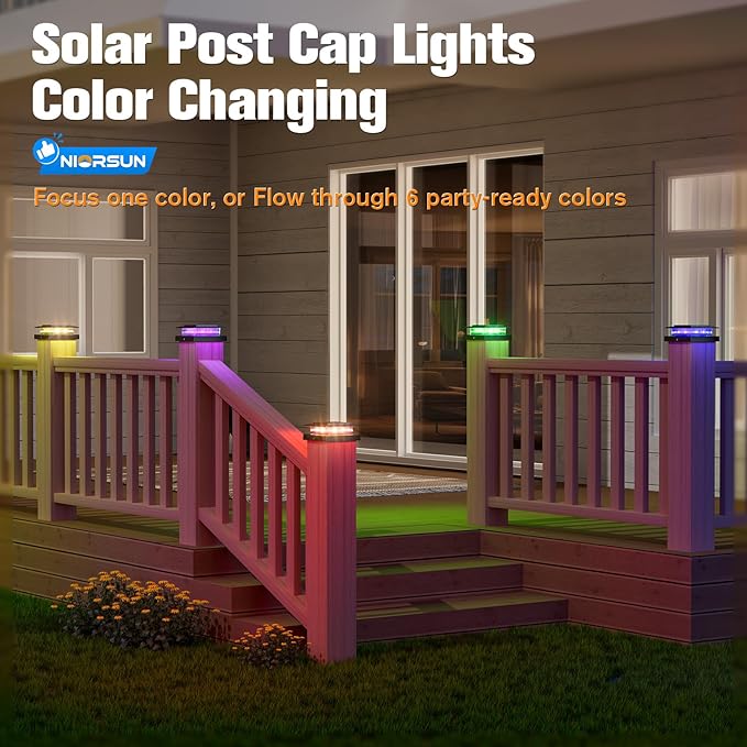 NIORSUN Solar Post Cap Lights Outdoor Waterproof, 4x4 Post Solar Lights RGB - Image 6